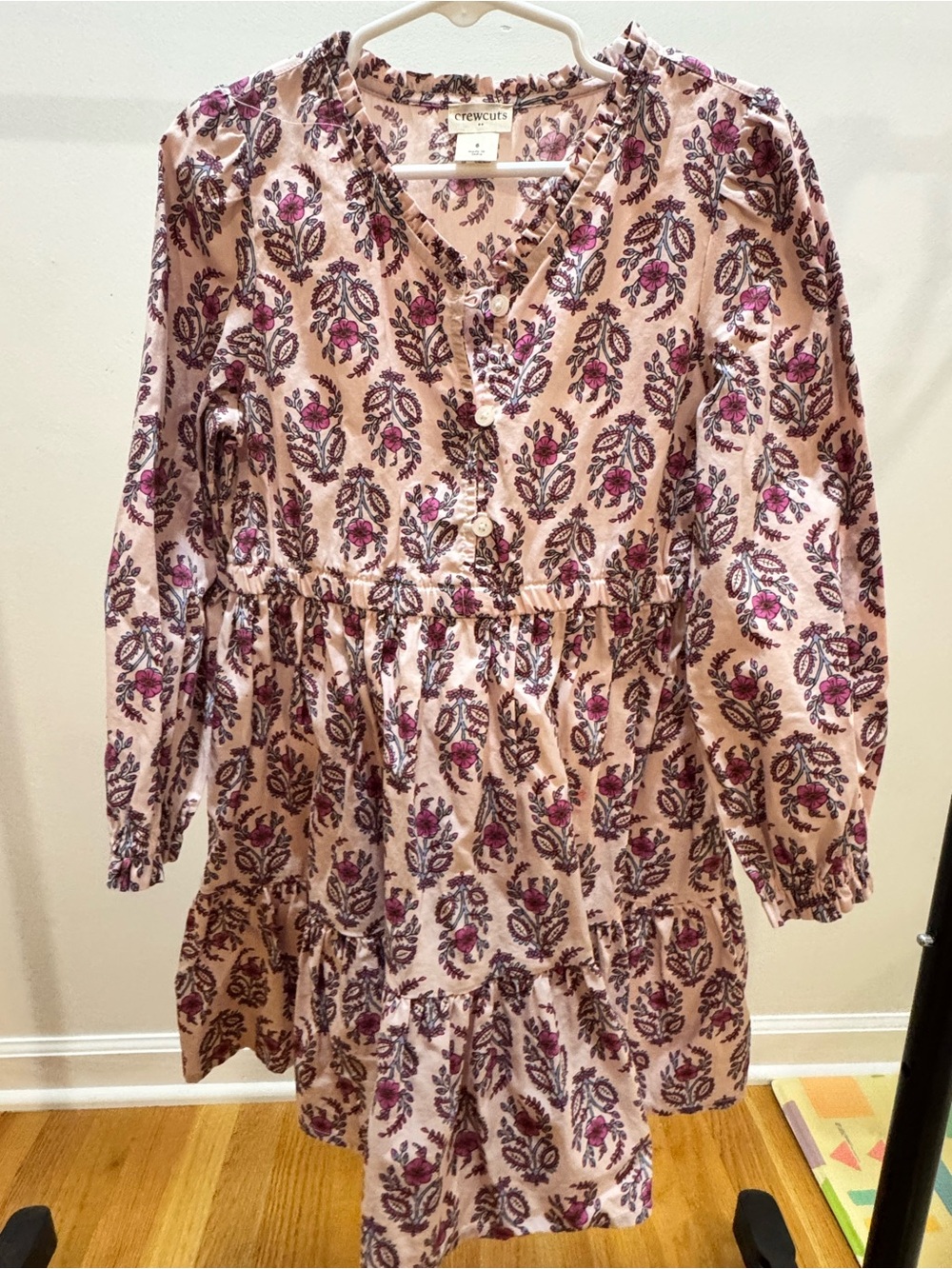 Crewcuts Pink and Purple Paisley Floral Tiered Dress